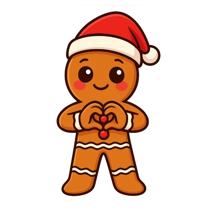 Gingerbread heart with Santa hat