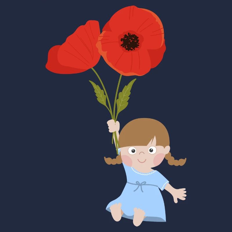 Kleines Mädchen mit Mohnblumen