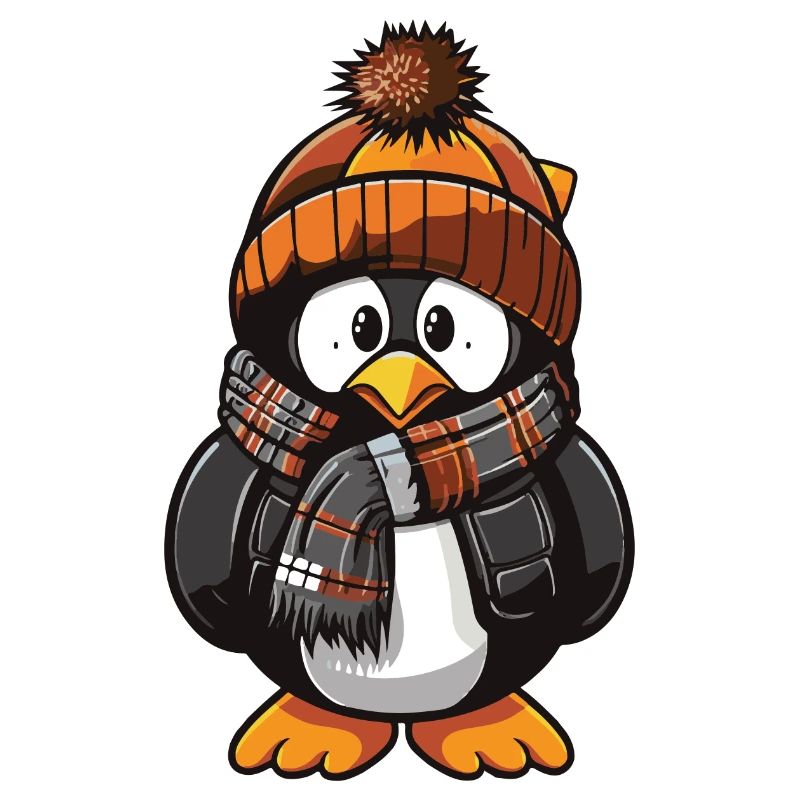 Pinguin Comic Niedlich Winter