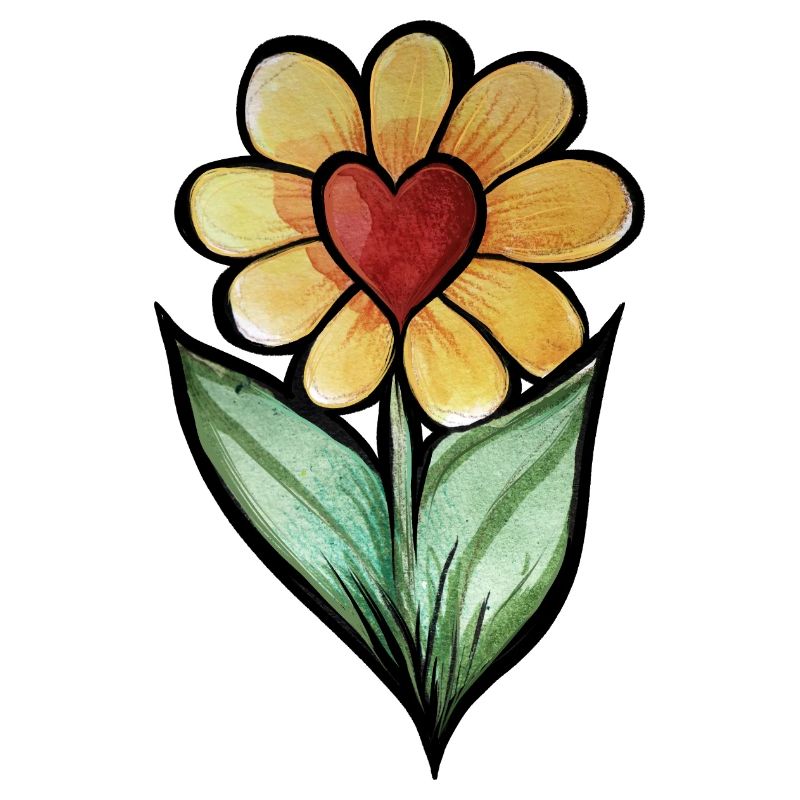 Aquarelle en forme de fleur de cœur