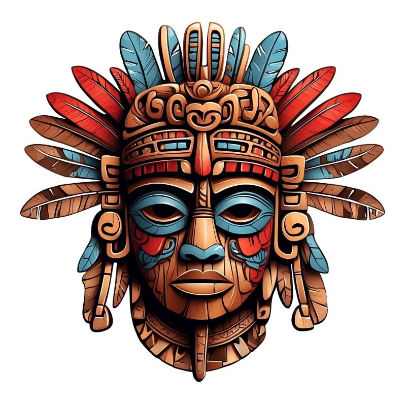 Sculpté orné aztèque, maya, masque inca