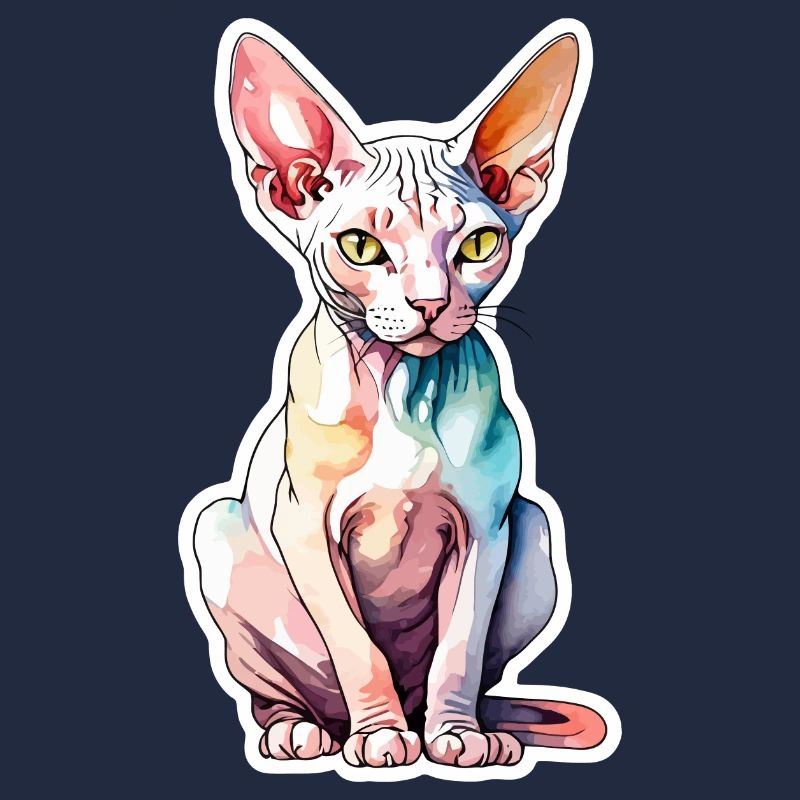 Sphynx Chat Aquarelles
