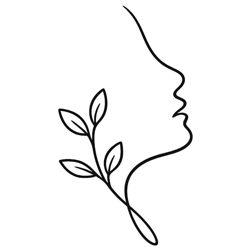 Face linéaire avec feuillage