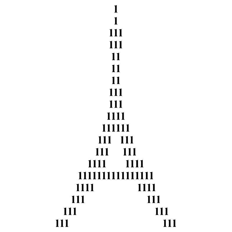 Silhouette des Eiffelturms aus Einsen