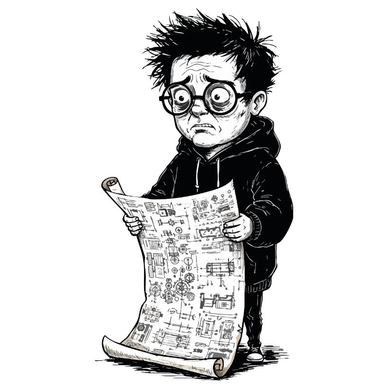 Garçon triste lisant journal noirblanc