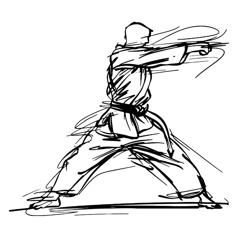 Karateka One Line Drawing