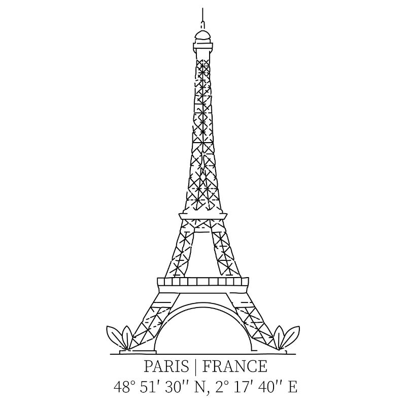 Tour Eiffel de Paris avec ses coordonnées GPS