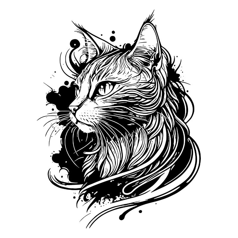 Chat de l’espace mignon dans le style de tatouage