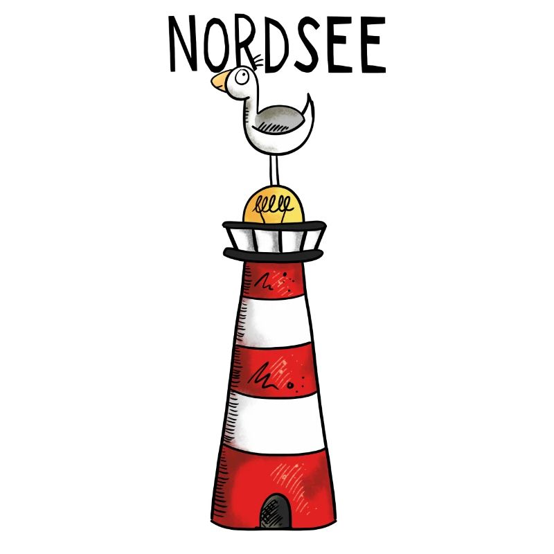 Nordsee Leuchtturm - Möwe - Comic - Geschenk