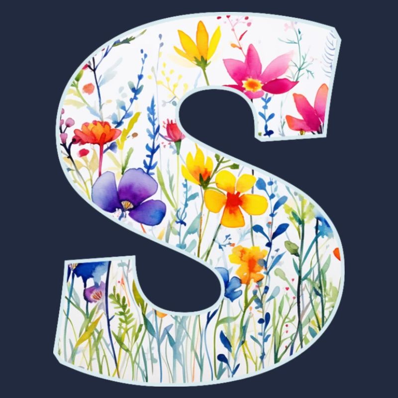Buchstabe S, Monogramm, Blumenmuster