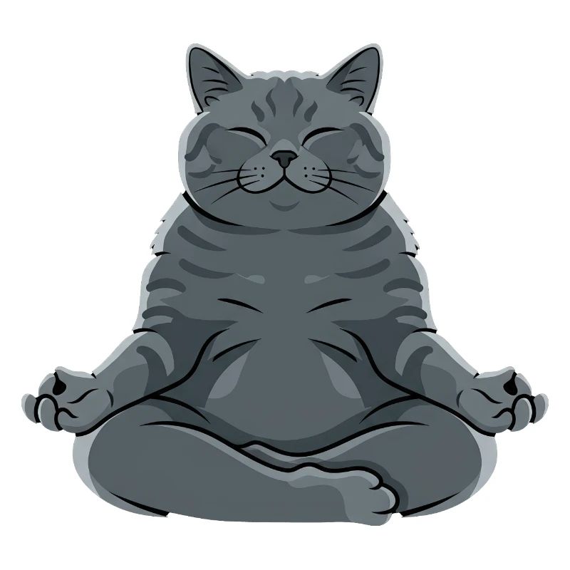Meditierende Graue Katze