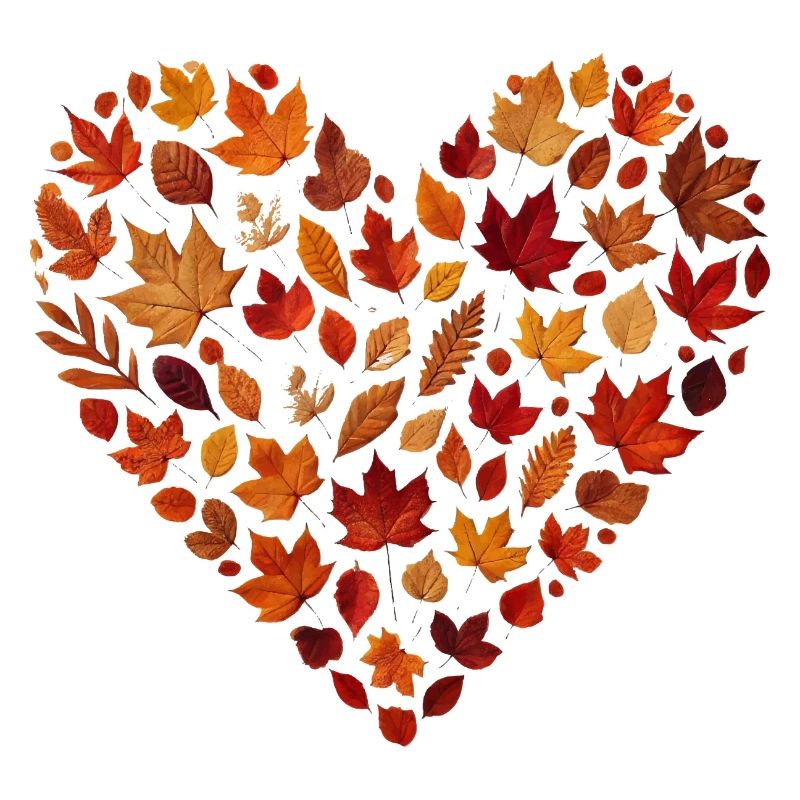 herbstliches Herz, gestaltet aus buntem Herbstlaub