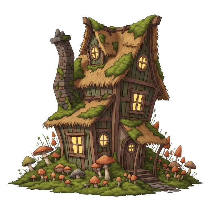 Fabuleuse maison forestière avec champignons