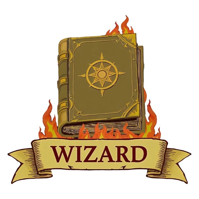 Burning Spellbook – Wizard Cartoon