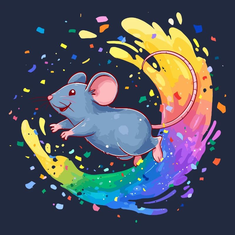 Souris colorée dans un tourbillon de couleurs