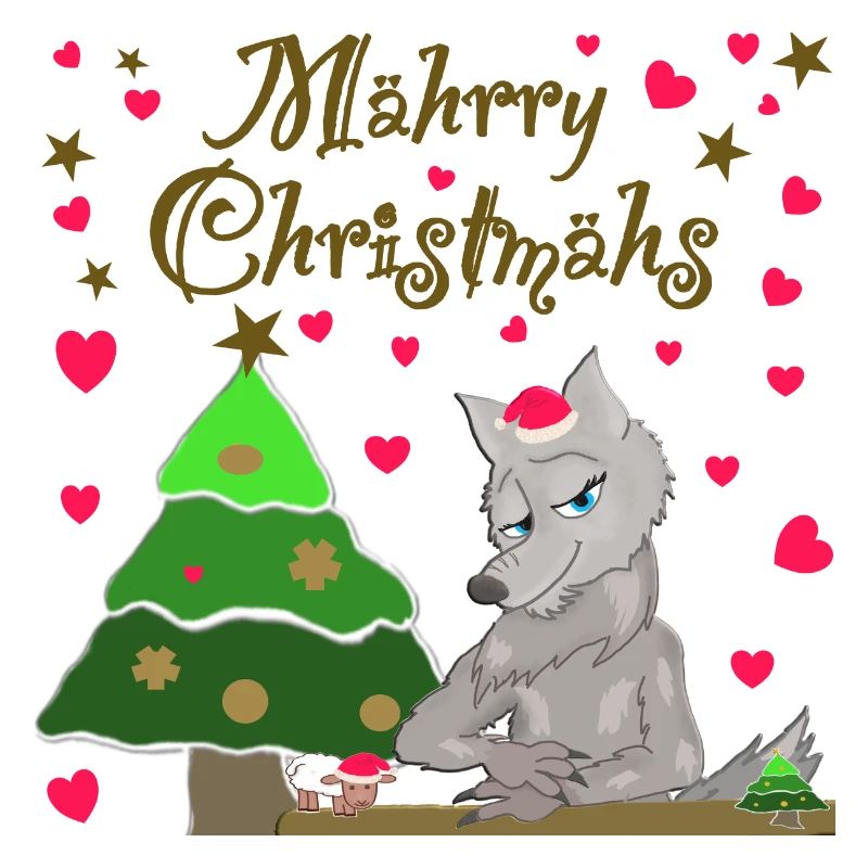 Kultiger Wolf hat Weihnachten Schaf unterm Baum