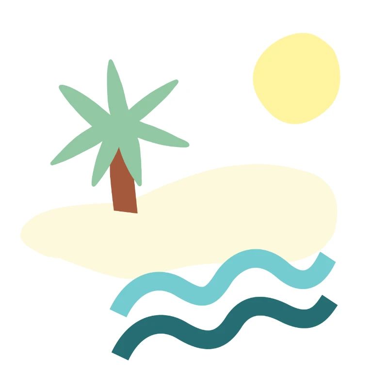 Sunny Beach Paradise Minimalist Illustration