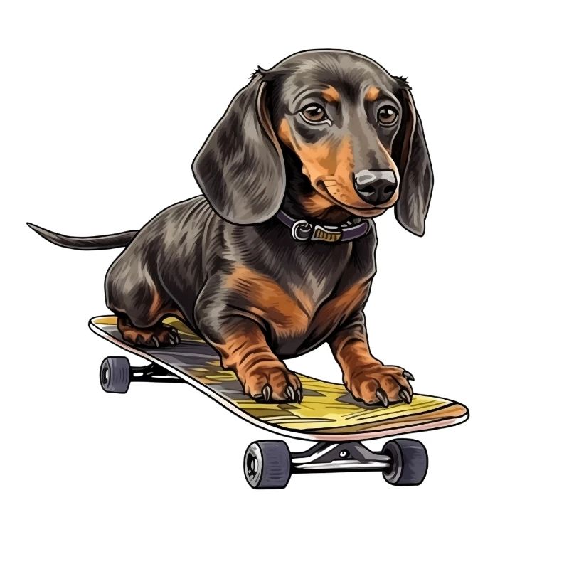 Aventure en skateboard teckel
