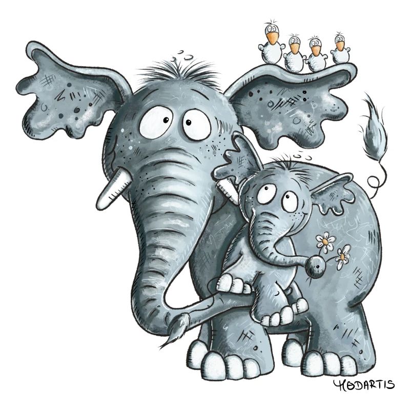 Maman éléphant et bébé éléphant
