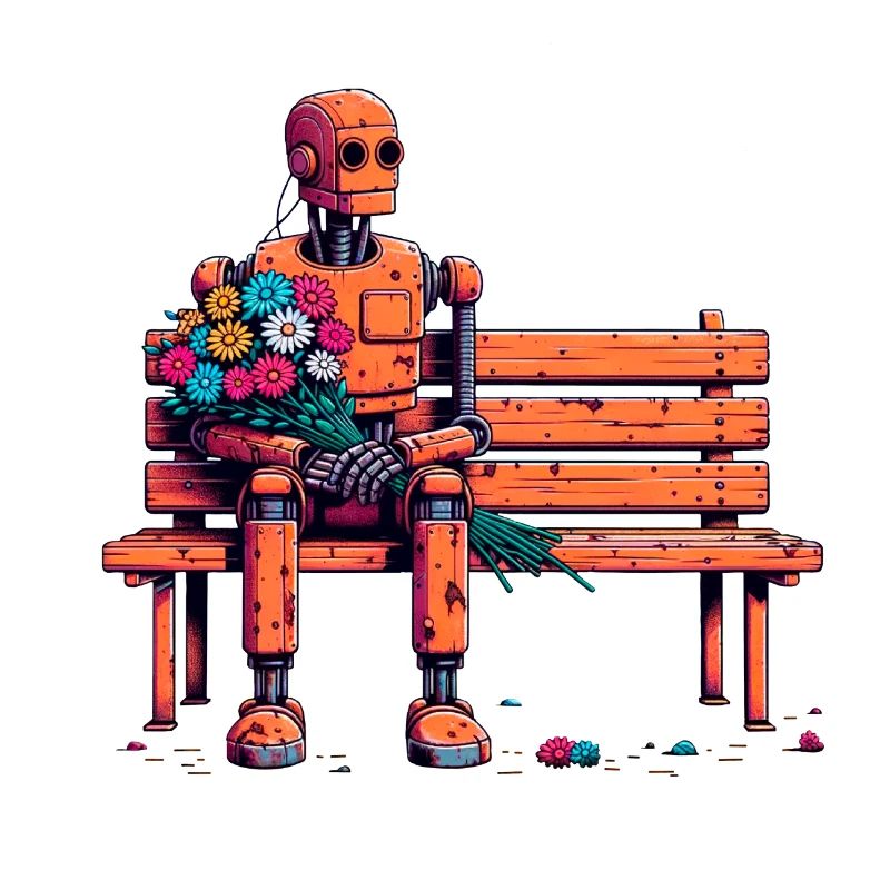 Robot Fleurs Rouillées Robot Amour Romance