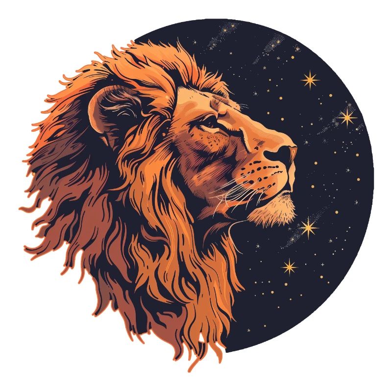 Lion avec ciel étoilé