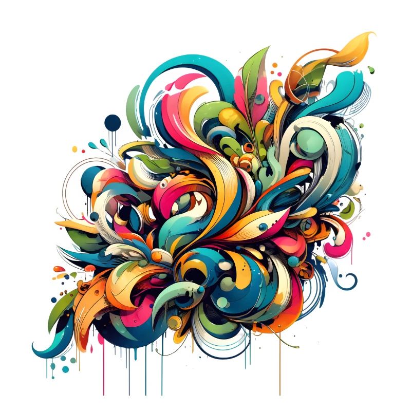 Coole florale dynamische Graffiti-Illustration