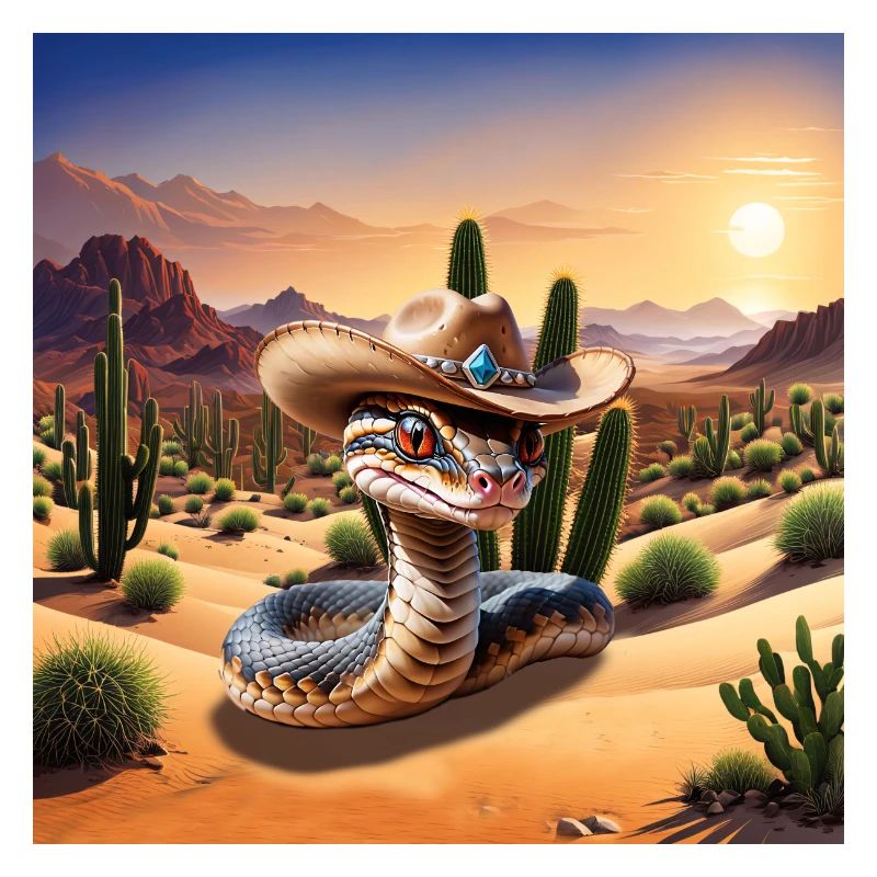 Serpent mignon avec chapeau de cow-boy