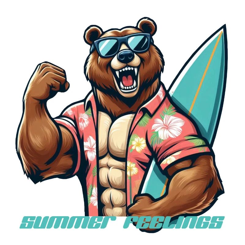 Coole Bären Surfer Illustration