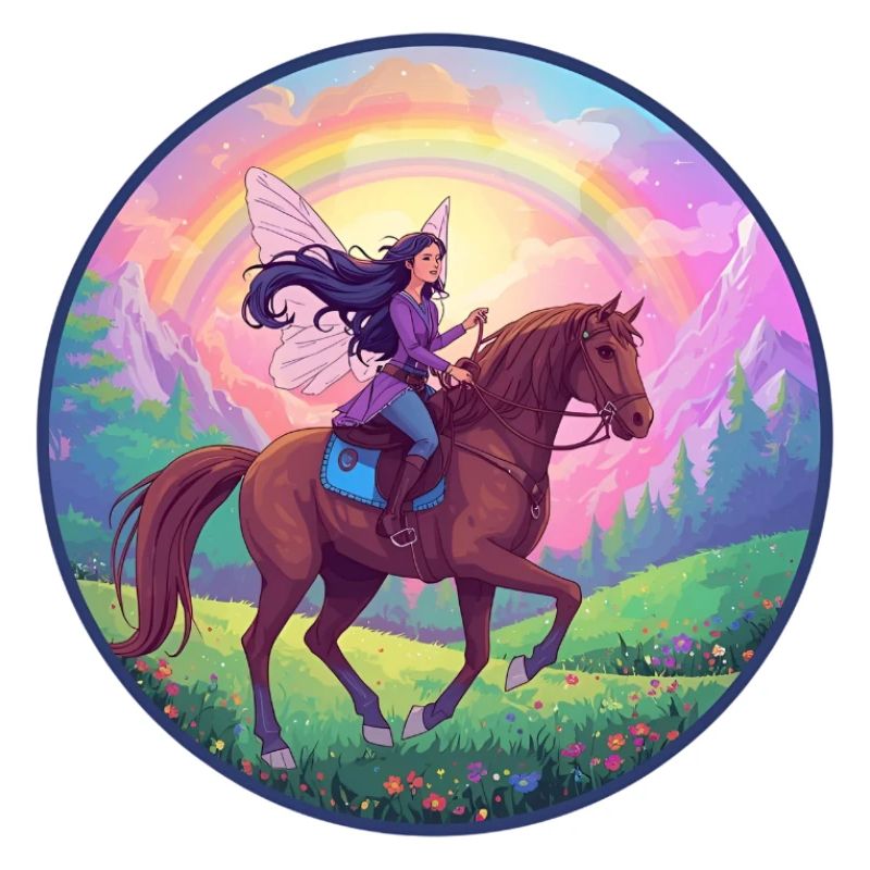 Fée imaginative sur cheval