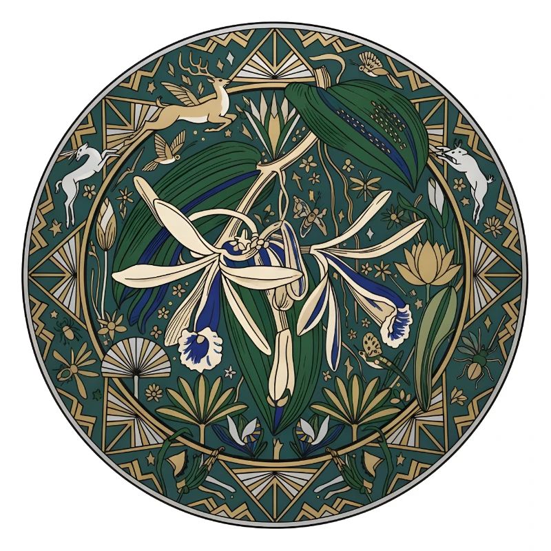 Orchidée vanille et feuillage