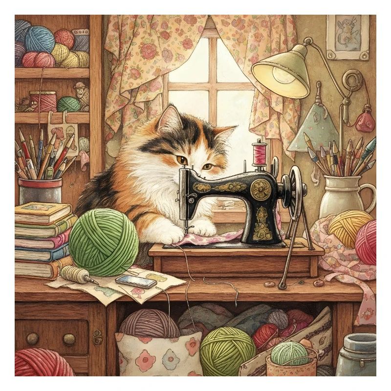 Cat Studio Sewing Machine Cuddling