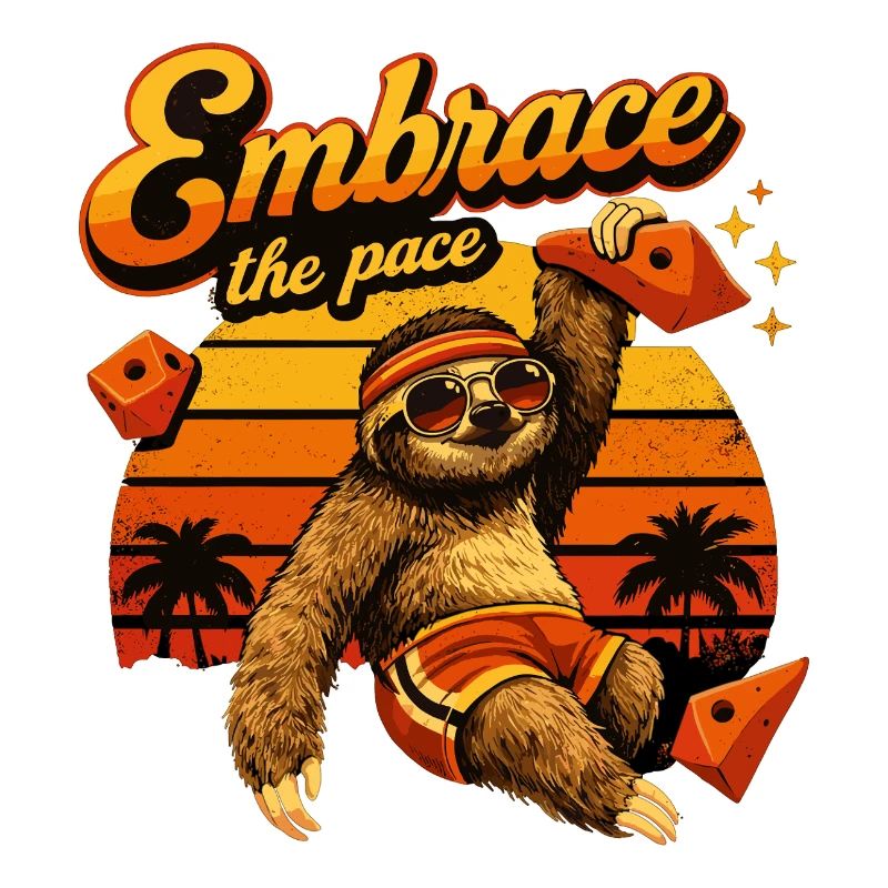 Retro Sloth: Embrace the Pace – Bouldering Sloth