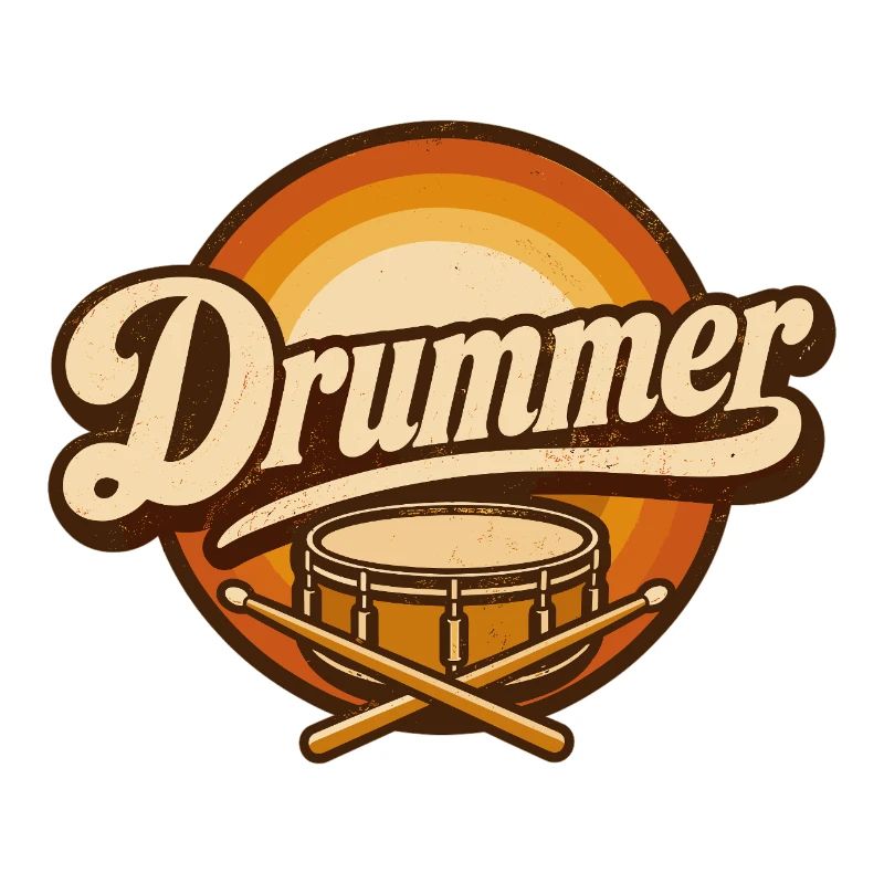 Drummer Retro Logo with Drum