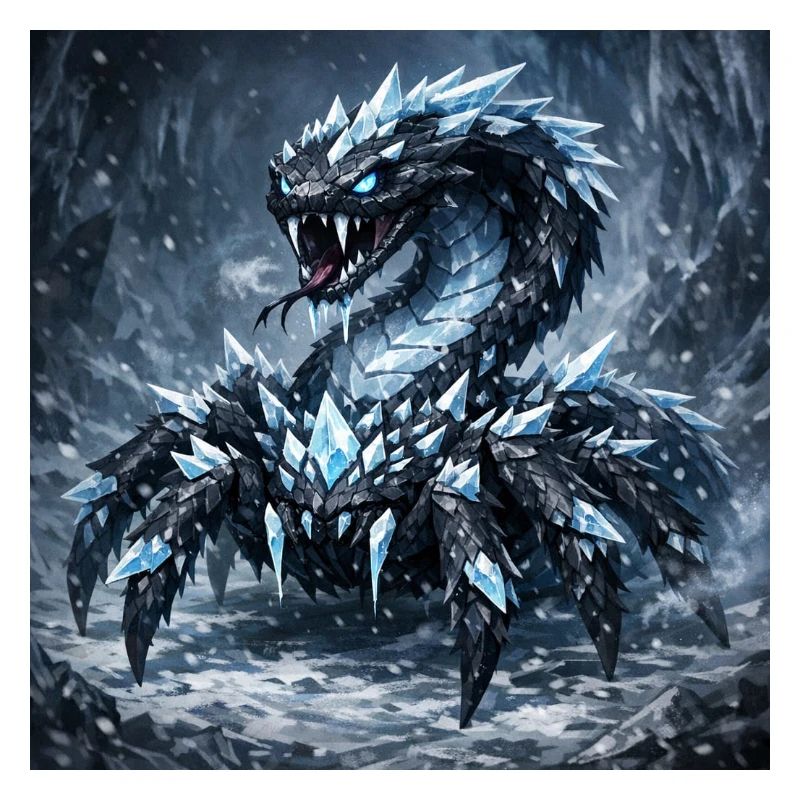 Dragon de Cristal dans une tempête de glace