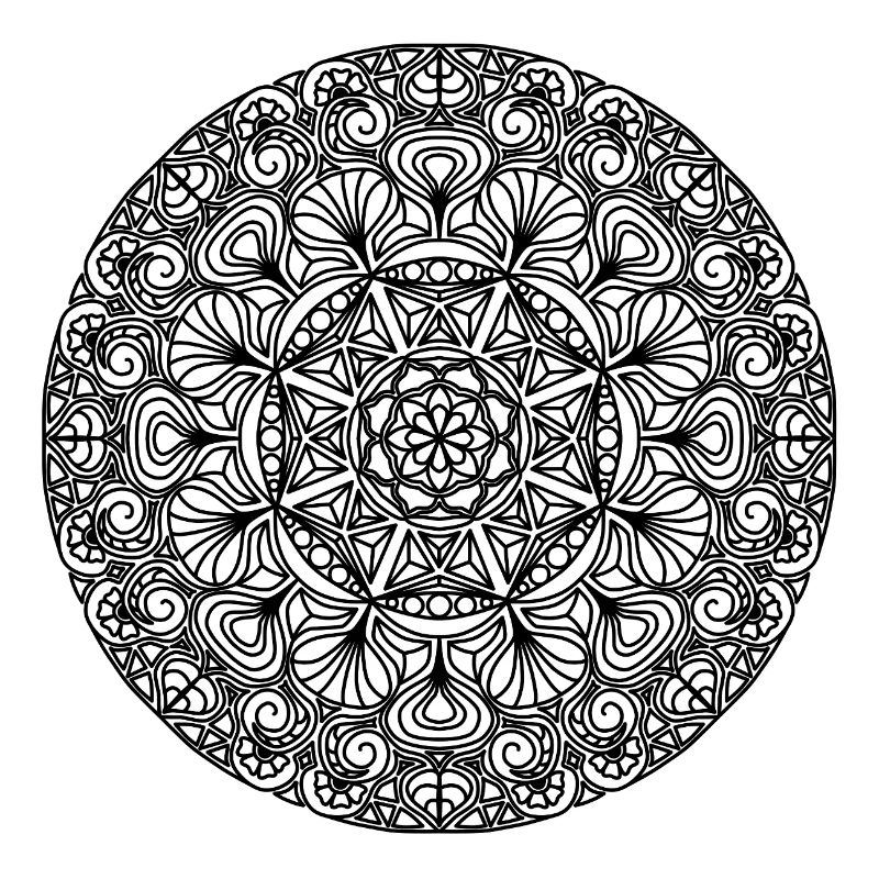 Jugendstil Mandala schwarz-weiß
