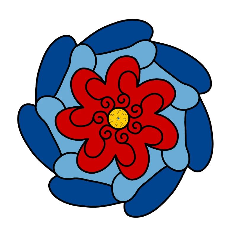 Rote Blume Blaue Mandala