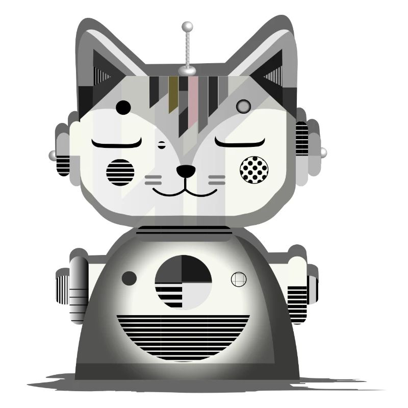 Geometric Robot Cat – Creative Illustration