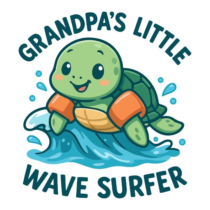 Grandpa's Little Wave Surfer Cute Turtle