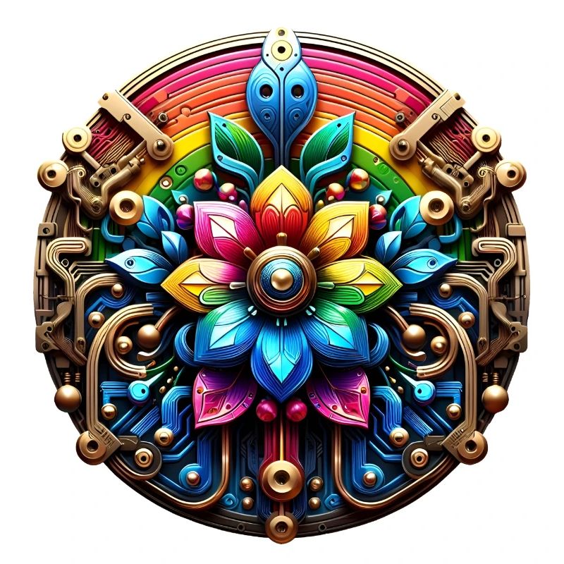 Psychedelic Steampunk Flower Rainbow