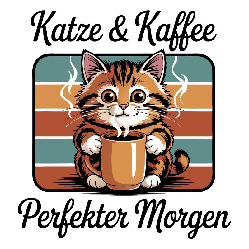 Cat Coffee Pause café rétro