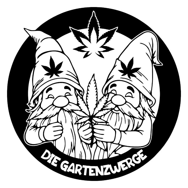 Kiffer Gartenzwerge mit Hanfblatt