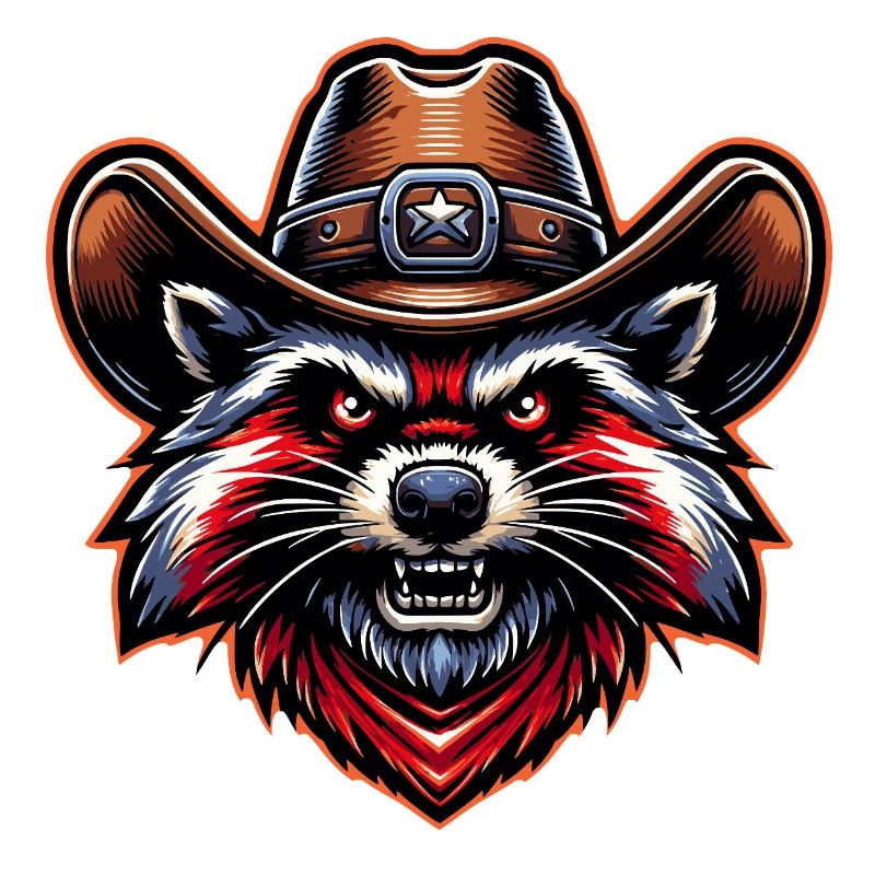 Waschbär mit Cowboyhut in Comic Style