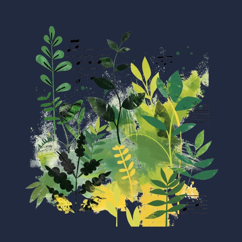 Plantes et musique - Impression de mode de haute qualité