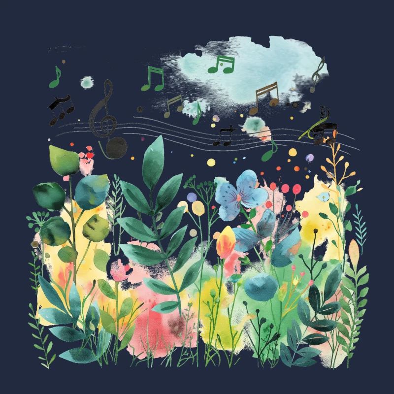 Plantes et musique - Impression de mode de haute qualité