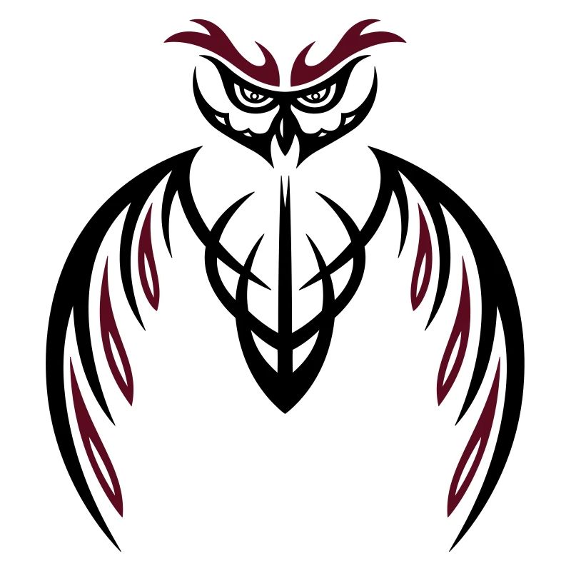 Large Owl Tribal & Tattoo Style.