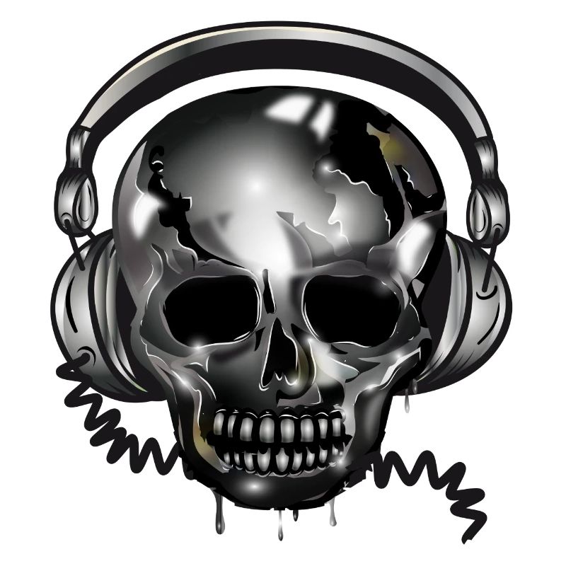 Crâne de crâne avec casque au look chromé