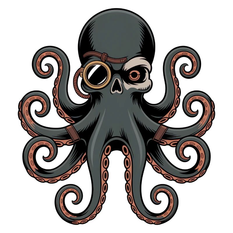 Pieuvre dans le style steampunk avec monocle