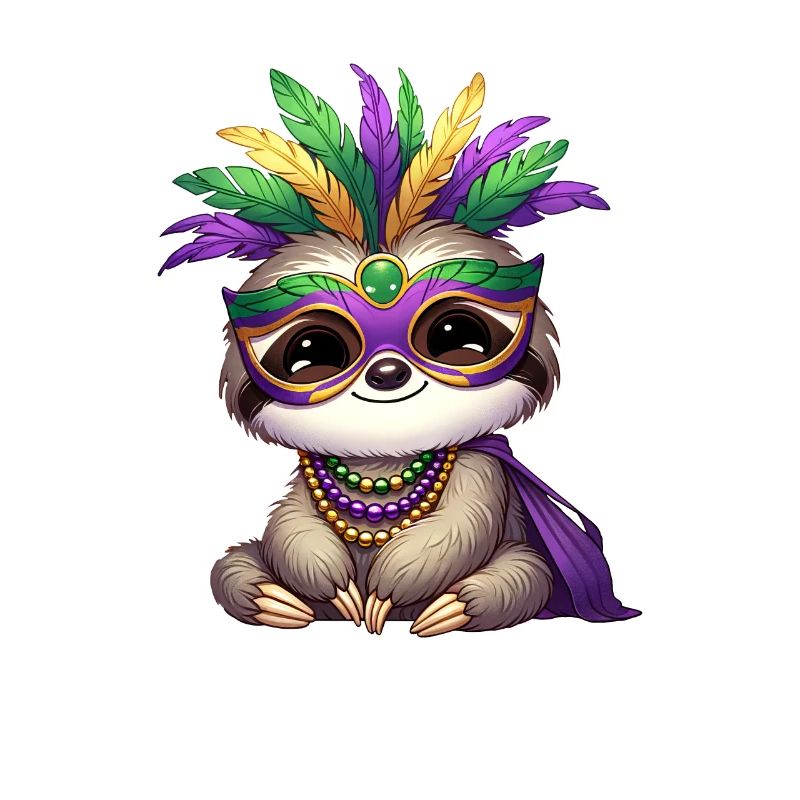 Mardi Gras Sloth Comic Design