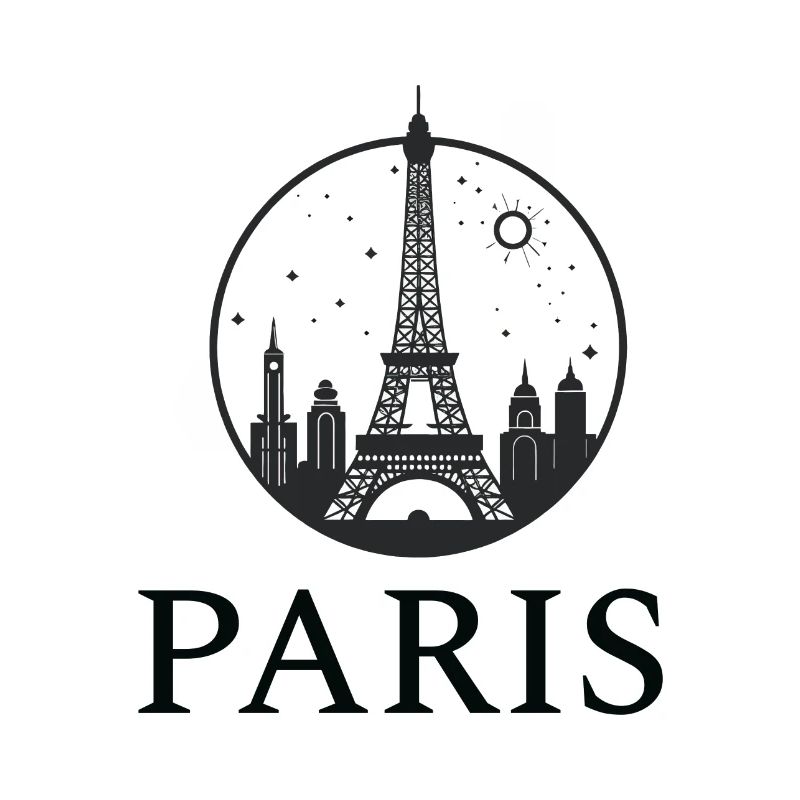 Silhouette de la tour Eiffel de Paris en cercle