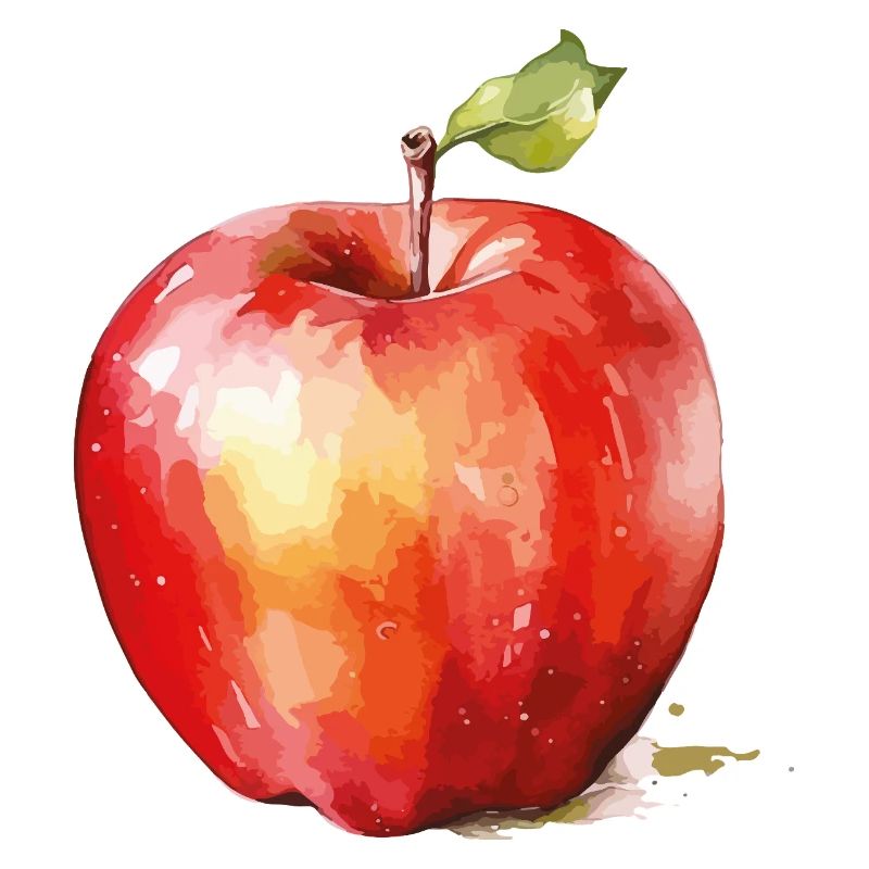Watercolor Apple – Red Fruit Accent